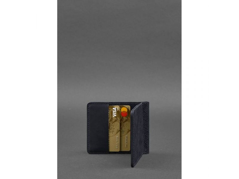 Мужское кожаное портмоне синее 1.0 зажим для денег Карбон, фото 4