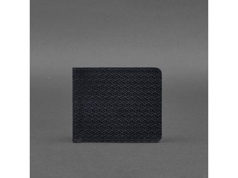 Мужское кожаное портмоне синее 1.0 зажим для денег Карбон, фото 5