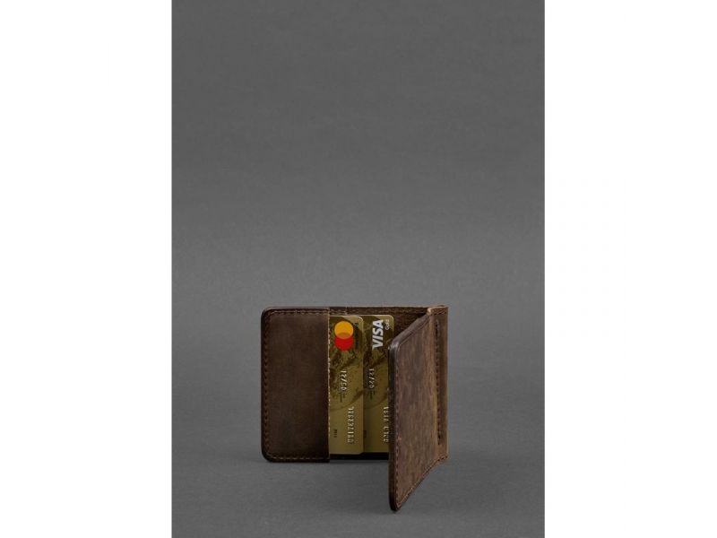 Мужское кожаное портмоне темно-коричневое 1.0 зажим для денег, фото 4