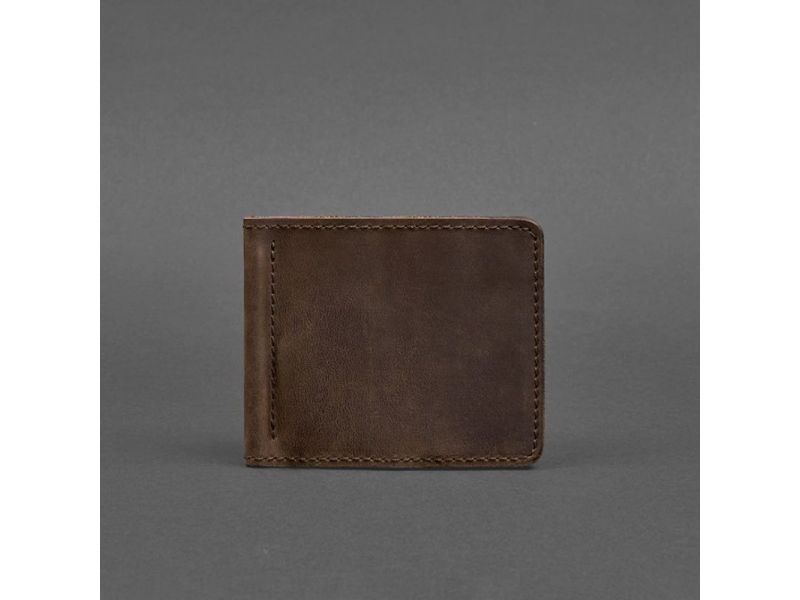 Мужское кожаное портмоне темно-коричневое 1.0 зажим для денег, фото 5