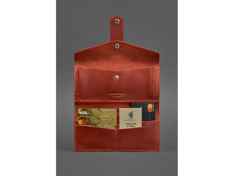 Кожаное женское портмоне 3.0 коралловое, фото 2