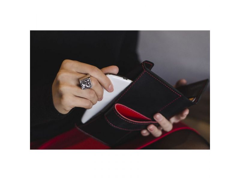 Кожаное женское портмоне 3.0 черное с красным, фото 6
