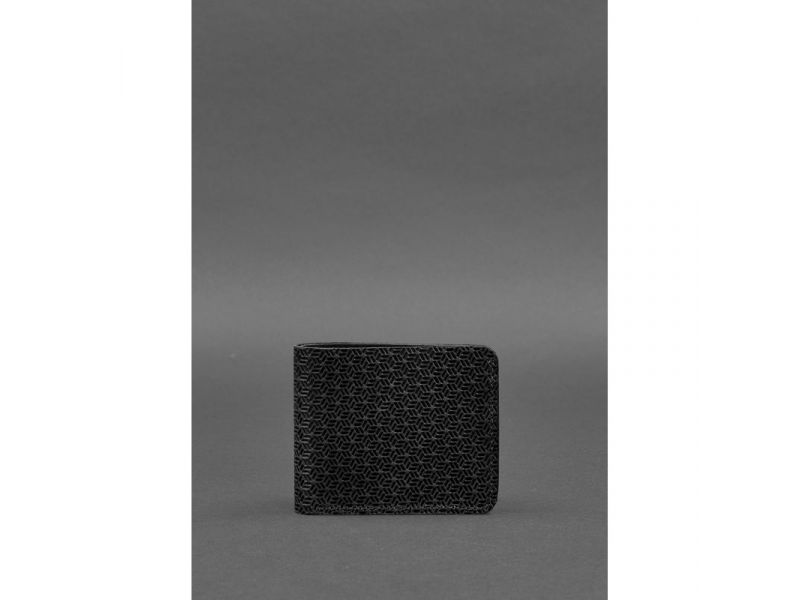 Мужское кожаное портмоне 4.1 (4 кармана) черное Карбон, фото 1