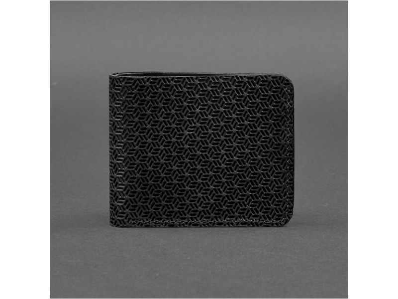 Мужское кожаное портмоне 4.1 (4 кармана) черное Карбон, фото 5
