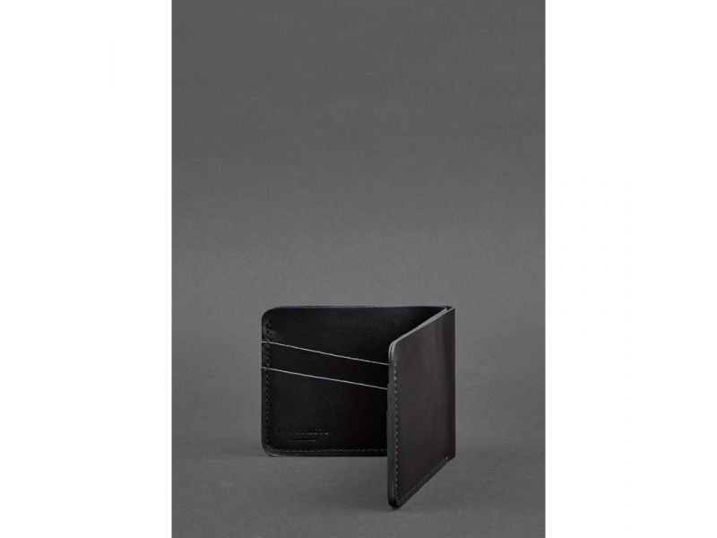 Мужское кожаное портмоне 4.1 (4 кармана) черное, фото 3