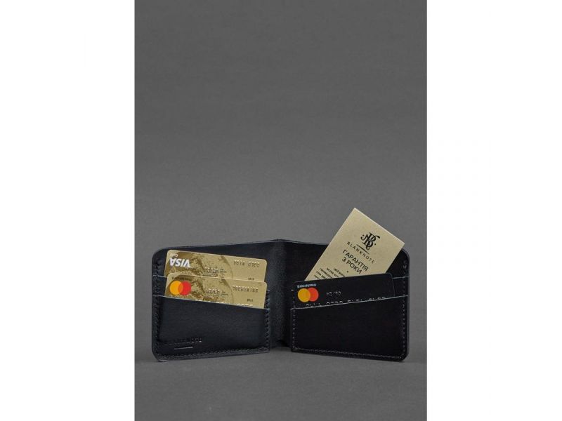 Мужское кожаное портмоне 4.1 (4 кармана) черное, фото 2