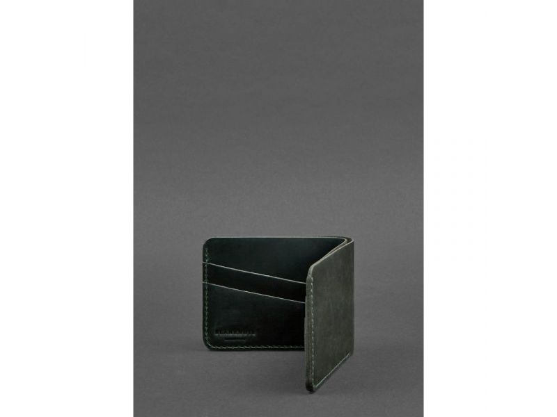 Мужское кожаное портмоне 4.1 (4 кармана) зеленое, фото 3