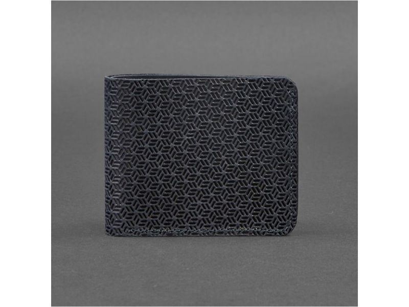 Мужское кожаное портмоне 4.1 (4 кармана) синее Карбон, фото 5