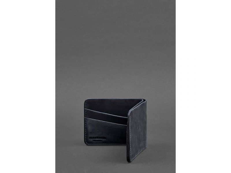 Мужское кожаное портмоне 4.1 (4 кармана) синее Crazy Horse, фото 3