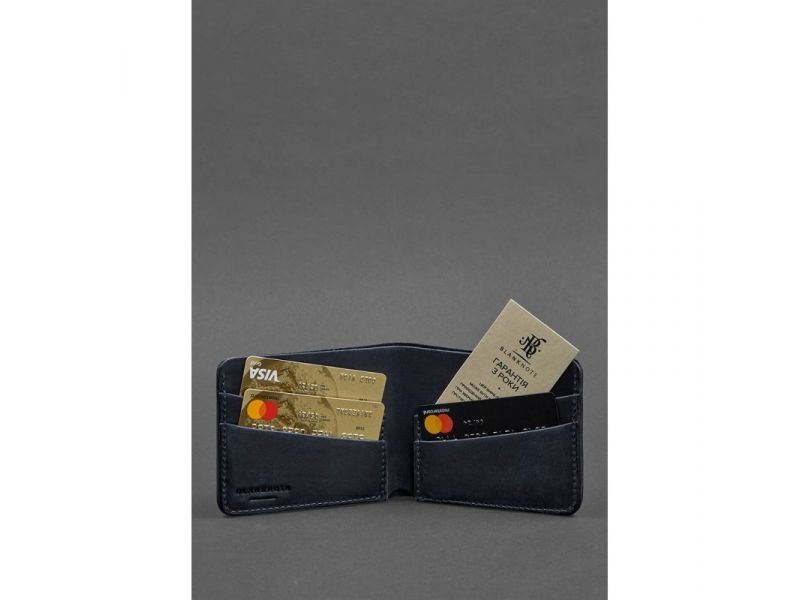 Мужское кожаное портмоне 4.1 (4 кармана) синее Crazy Horse, фото 2