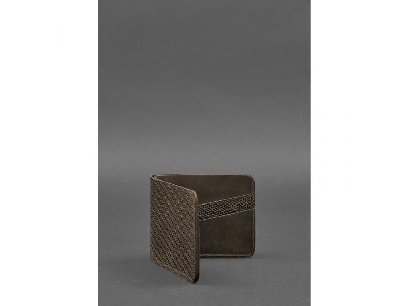 Мужское кожаное портмоне 4.1 (4 кармана) темно-коричневый Crazy Horse Карбон, фото 3