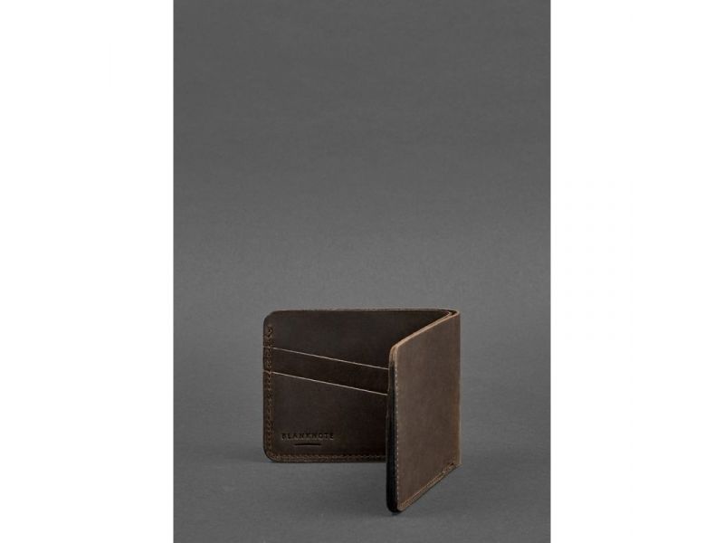 Мужское кожаное портмоне 4.1 (4 кармана) темно-коричневый Crazy Horse, фото 3