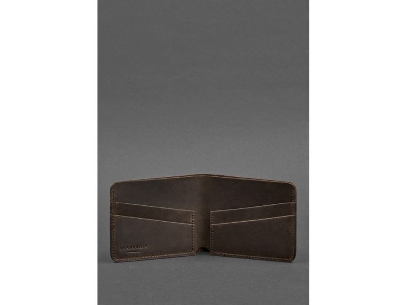 Мужское кожаное портмоне 4.1 (4 кармана) темно-коричневый Crazy Horse, фото 4