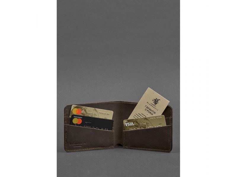 Мужское кожаное портмоне 4.1 (4 кармана) темно-коричневый Crazy Horse, фото 2