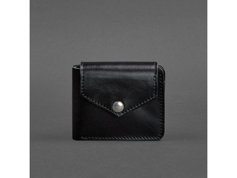 Кожаное портмоне 4.2 на кнопке черное, фото 5