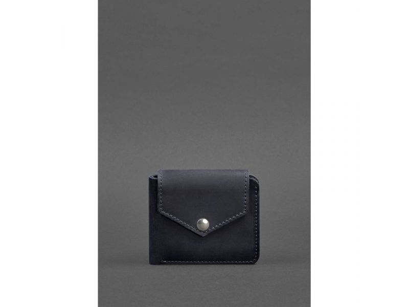 Кожаное портмоне 4.2 на кнопке синее Crazy Horse, фото 2