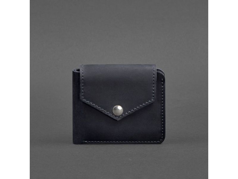 Кожаное портмоне 4.2 на кнопке синее Crazy Horse, фото 9