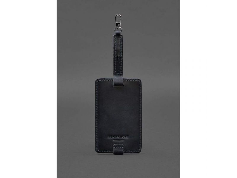 Кожаная бирка для багажа Бланк-тэг синяя Crazy Horse, фото 3