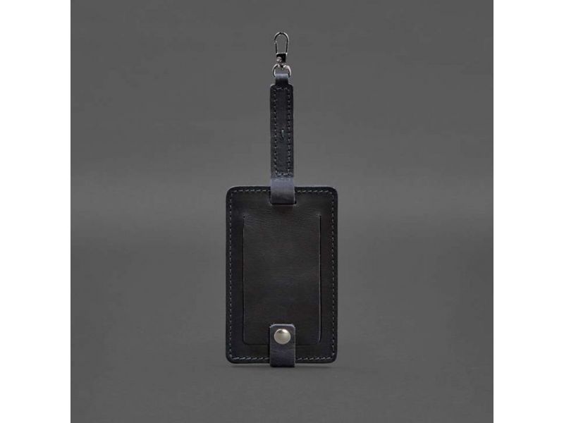 Кожаная бирка для багажа Бланк-тэг синяя Crazy Horse, фото 4