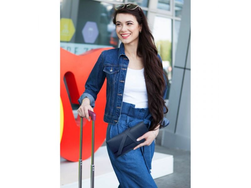 Кожаный тревел-кейс Voyager 1.0 синий Crazy Horse, фото 1