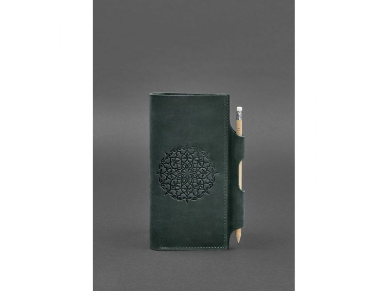 Кожаный женский тревел-кейс 3.0 зеленый с мандалой, фото 1