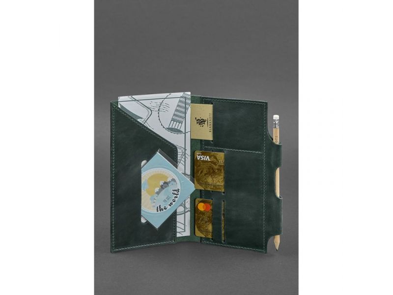 Кожаный женский тревел-кейс 3.0 зеленый с мандалой, фото 2