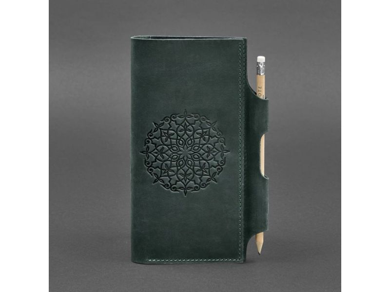 Кожаный женский тревел-кейс 3.0 зеленый с мандалой, фото 5