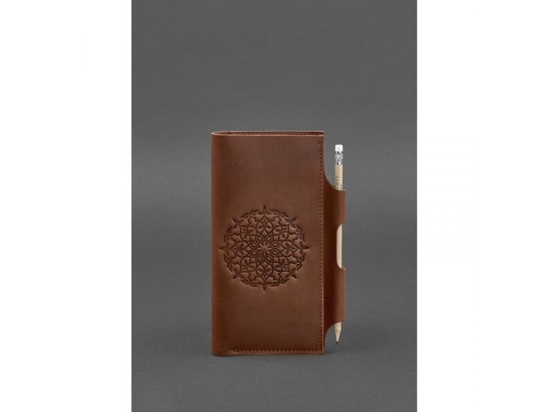 Кожаный тревел-кейс 3.0 светло-коричневый с мандалой Crazy Horse, фото 1