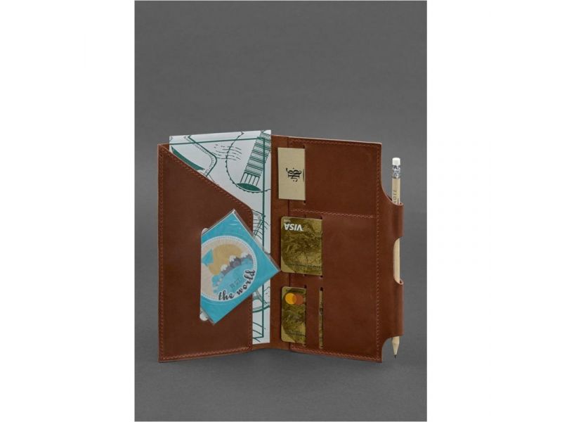 Кожаный тревел-кейс 3.0 светло-коричневый с мандалой Crazy Horse, фото 2