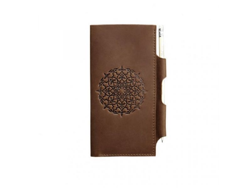 Кожаный тревел-кейс 3.0 светло-коричневый с мандалой Crazy Horse, фото 6