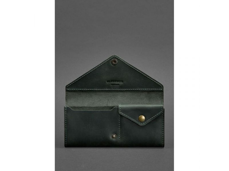 Женский кожаный кошелек Керри 1.0 зеленый Crazy Horse, фото 3