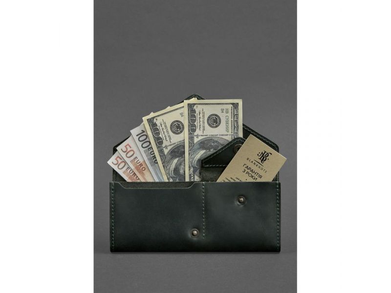 Женский кожаный кошелек Керри 1.0 зеленый Crazy Horse, фото 2