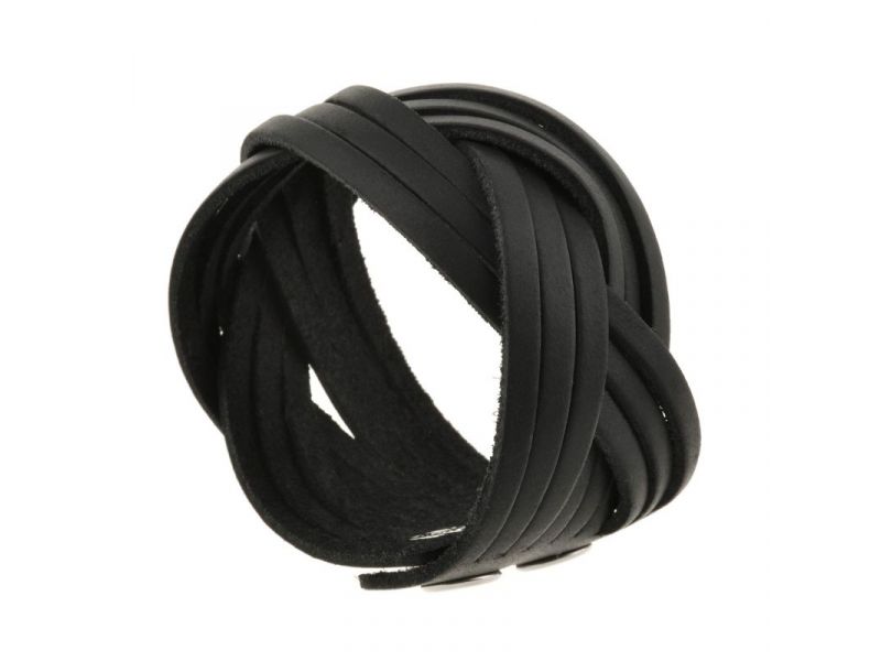 Кожаный браслет косичка черный, фото 1