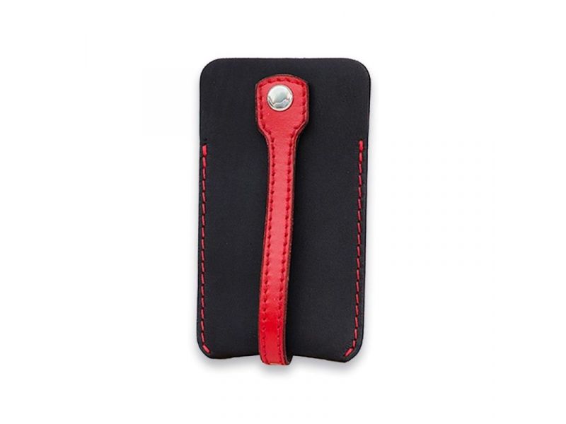 Кожаная ключница 1.0 черная с красным, фото 1