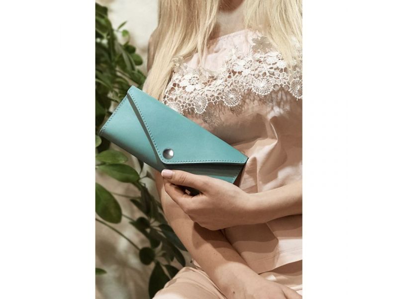 Женский кожаный кошелек Керри 1.0 бирюзовый, фото 1