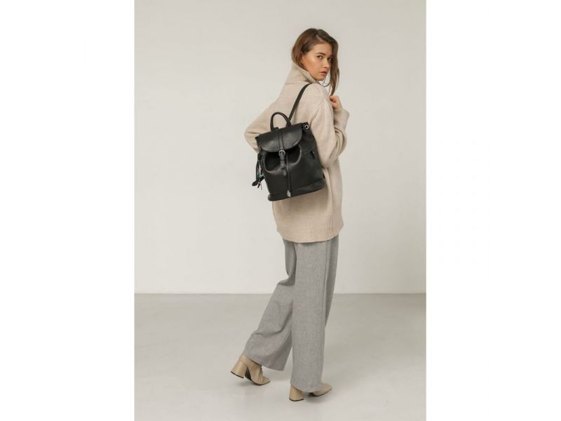 Кожаный женский рюкзак Олсен черный, фото 6