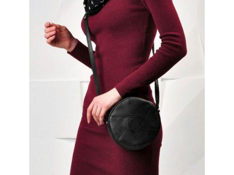 Женская кожаная сумка Бон-Бон черная Crazy Horse, фото 10