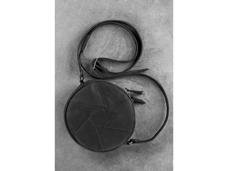 Женская кожаная сумка Бон-Бон черная Crazy Horse, фото 4