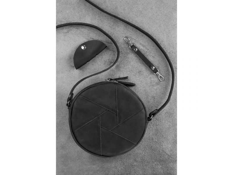 Женская кожаная сумка Бон-Бон черная Crazy Horse, фото 3