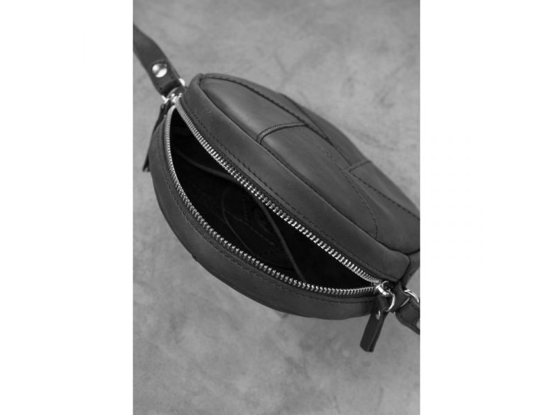 Женская кожаная сумка Бон-Бон черная Crazy Horse, фото 5