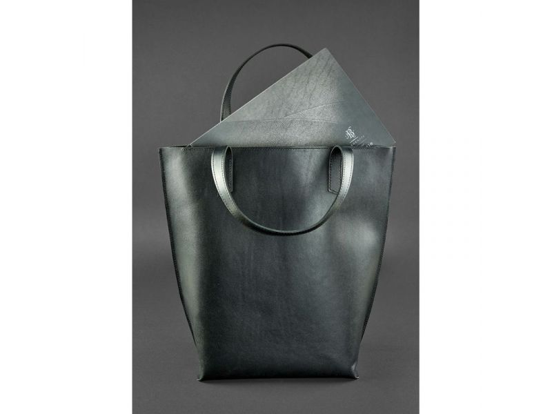 Кожаная женская сумка шоппер D.D. черная, фото 3