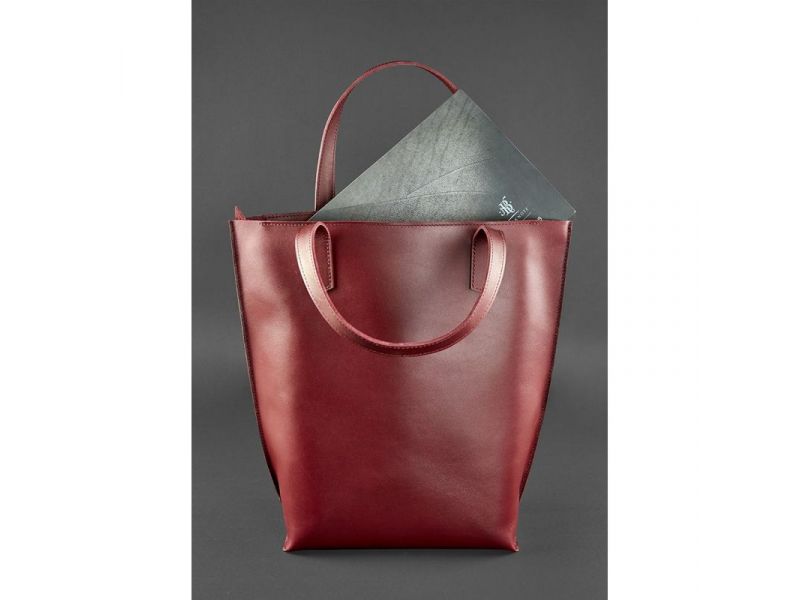 Кожаная женская сумка шоппер D.D. бордовая, фото 2