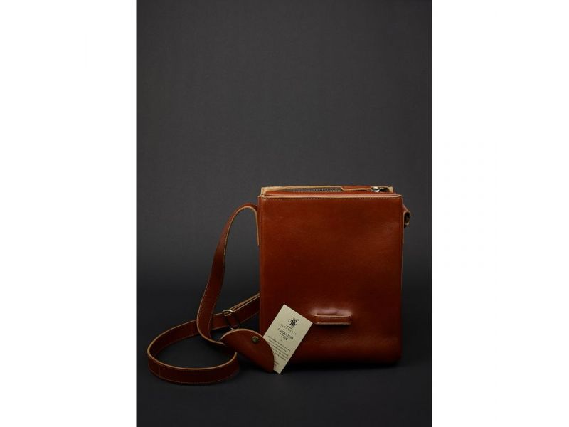 Мужская кожаная сумка-мессенджер Esquire светло-коричневая, фото 3