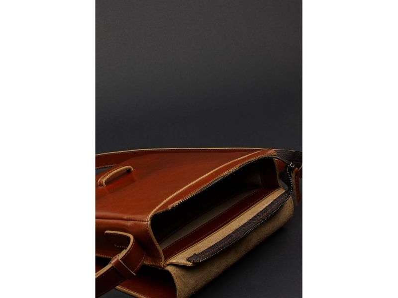 Мужская кожаная сумка-мессенджер Esquire светло-коричневая, фото 4