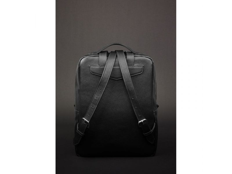 Кожаный женский городской рюкзак на молнии Cooper черный, фото 4