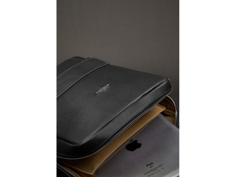 Кожаный женский городской рюкзак на молнии Cooper черный, фото 3