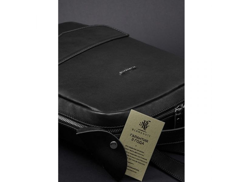 Кожаный женский городской рюкзак на молнии Cooper черный, фото 5