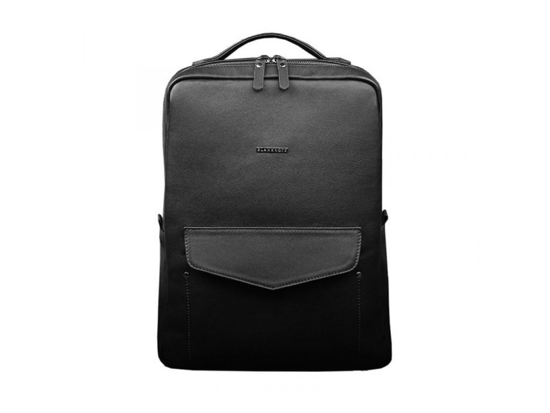 Кожаный женский городской рюкзак на молнии Cooper черный, фото 9