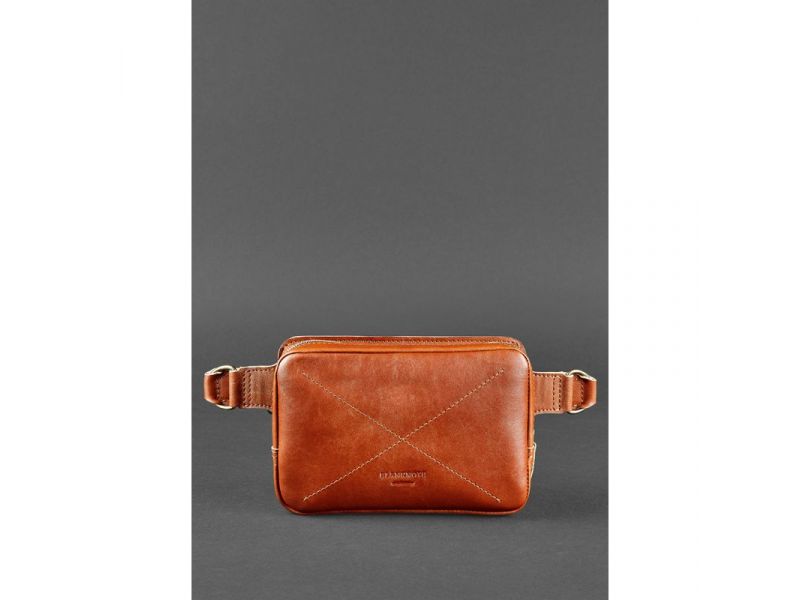 Кожаная поясная сумка Dropbag Mini светло-коричневая, фото 2
