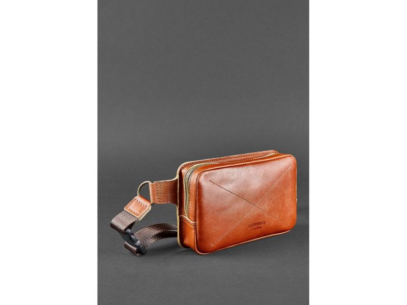 Кожаная поясная сумка Dropbag Mini светло-коричневая, фото 3